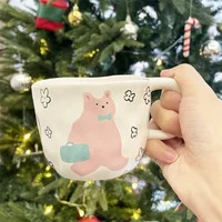 Exquisite Cute Bear Ceramic Mug Irregular Hand Pinched Coffee Cup Breakfast milk oatmeal cup Couple Gift Water Cup For Office