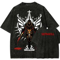 Hot Sale Classic Retro FPS Game ULTRAKILL Graphic Print T-Shirt Men Women Vintage Washed Cotton Casual Oversized Summer New Tee