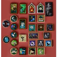 Custom Magician Printed Tiles Building Blocks Wizard Medieval Famous Witch Portrait-painting Magic Potion Animals Bricks Toys