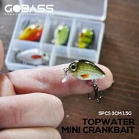 GOBASS-Ensemble de mini leurres artificiels pour la pêche en surface, appâts à manivelle pour brochet, bar, 3cm, 1.5g, 5 pièces