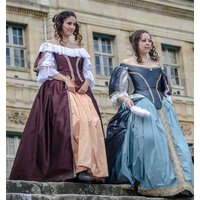 17th Century Costume Woman 1600s French Costumes Dress Historical Renaissance Medieval Vintage Ren Faire Corset Dress Ball Gown