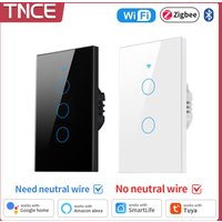 TNCE Tuya WiFi/Zigbee Smart Light Switch, Neutral Wire/No Neutral Wire Required Wall Touch Switch Work with Alexa, Google Home