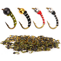 Vampfly 10pcs Bead Head Zebra Midge Nymph Fly Emergers Wet Nymph Fly Fishing Flies Trout Bluegill Panfish Fishing Lure Baits #18