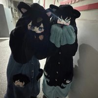 Y2K New Tokitou Muichiro Winter Pajama Anime Peripherals Demon Slayer Soft Plush Jumpsuit Kawaii Cosplay Nightwear Girls Gift