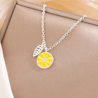 Fashion 925 Sterling Silver Personality Lemon Fruit Leaves Pendant Necklaces XL073