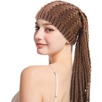 New Women's Handmade Crochet Winter Hat with Braided Tassels Hip-Hop Elastic Warm Beanie Ear Protection Hats Halloween funny Cap