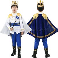 Kids Anime Prince Cosplay Costume for Boys Halloween The King Prince Costume Carnival Party Cloak Scepter Crown Jacket Suit