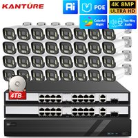 KANTURE 32CH 4K Video Surveillance System 8MP Ai Human Detection Outdoor Two Way Audio Color Night Security Camera Kit Xmeye P2P