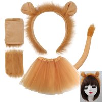 Kids Lion Headband Tail Gloves Cosplay Kawaii Animal Ears Headdress Tie Halloween Party Funny Wearings Adults DIY Accessories