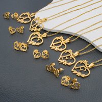 A-Z Letters Stainless Steel Jewelry Initials Heart Pendant Necklace and earring set Women Love Choker First Letter Accessories