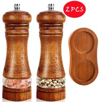 6 Inches Salt and Pepper Grinder Sets Pepper Mill Manual Freshly Ground Seasoning Bottle Ceramic Core Solid Wood Pepper Grinder