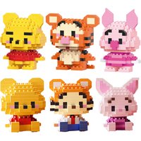 Disney Winnie the Pooh high building blocks Kawaii mini desktop ornaments youth toys room decoration anime cartoon