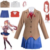 Game Doki Literature Club Monika Cosplay Sayori Yuri Natsuki Costume Wig Set School Uniform Girl Women Costumes