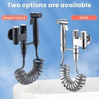 Matte Black 6-in-1 Bathroom Bidet Sprayer Kit Anti-Rust Toilet Cleaning Gun with 3m Stretch Hose No-Punch Easy Installation