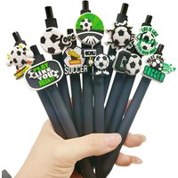 1/5/10/20/30Pcs Football Theme Ballpoint Pen PVC Soft Rubber Stamp Push Pen Fan Commemorative Gift Pen