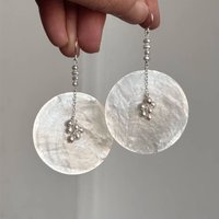 French Minimalist Resin Imitation Shell Round Slice Pearl Pendant Earrings Women Temperament Jewelry Wedding Party