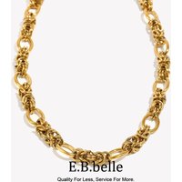 E.B.belle Multi-ring Handmade Chain Necklace Creative Personalized Design Stainless Steel Hypoallergenic Waterproof Punk Style