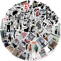 AliExpress NONE 67Pcs Banksy Sculptures Flower Thrower Stickers Cool Street Art Graffiti Decals for Luggage Laptop Skateboard Phone Bicycle
