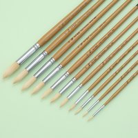 White bristle round tip brush, suitable for gouache, watercolor, acrylic, oil painting, art brush, painting supplies