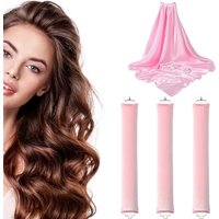 Hair Curling Iron Set, 4 Pieces - No Heat Overnight Curling Required, 3 Styling Rods and Scarf, Easy Curling for All Hair Types - Adult, Ideal Gift