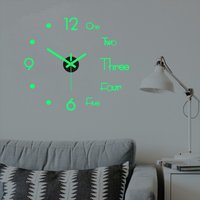 Wall Clock Frameless DIY 3D Luminous Digital Clock Wall Stickers Mute Clock for Living Room Bedroom Office Wall Decor