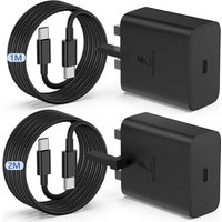 45W USB C Super Fast Charging for Samsung Galaxy S25 S24 Ultra,2Pack USB Type C Samsung Fast Charger Plug and Cable 1M+2M for