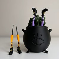 1 Pair DIY Witch Leg Plant Garden Decorations, Gothic Flowerpot Fence Cards, Cake Cards, Used for Potted Plants, Courtyard Lawns