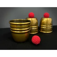 Super Cups and Balls (Brass/Aged) by Oliver Magic Tricks Chop Cup Ball Appear Vanish Magia Close Up Illusions Gimmicks Mentalism
