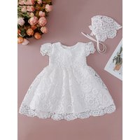 Female Baby 0-2 Years Old White Baptism Dress Lace Gauze Dress Small Dress Suitable For Birthday Parties
