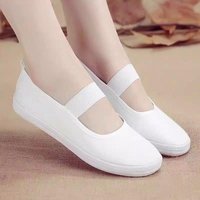 White Ballet Dance Shoes for Students Comfortable Canvas Slip-On Gymnastics Ballet Flat Heel round Toe Traditional Chinese Cl...