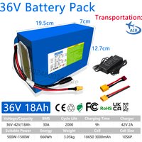 36V 18AH 15AH 12AH 9AH Rechargeable Lithium Battery Pack 100-1300W Electric Motorcycle Scooter Bicycle with BMS Battery Pack