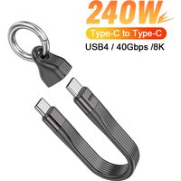 240W USB 4 Cable Type C Data Cable Keychain 40Gbps Data T ransfer Cable 8K@60Hz For TV Laptop Tablet MacBook