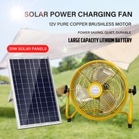 Removable Portable Ac Dc Rechargeable Solar Standing Fan With Solar Panel Solar Fan System for Outdoor Camping Fishing