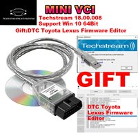 Mini Vci For Toyota TIS Techstream V18.00.008 FTDI FT232RL OBD2 Diagnostic Cable until 2023 DTC Firmware Editor for Toyota/Lexus