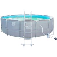 3.66×1.22m Deep Above Ground Portable Pool, Rustproof Metal Frame, Thickened PVC Mesh Pool with Ladder, Cover & Filter