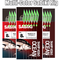 3Packs Vibrant Sabiki Rig Pro with Shiny Skin & Glow Beads, for Mackerel/Small Sardine/Cod/Herring/Bass, Fishing Tackle