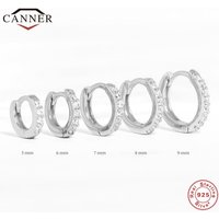 CANNER Real 925 Sterling Silver Ear Hoop Piercing Earrings for Women 6mm 7mm 8mm 9mm Geometric Round Huggie Earings Fine Jewelry