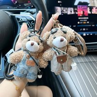 Cartoon Plush Glasses Strap Pants Bear Keychain Cute Doll Car Keychain Ring Cute Doll Bag Pendant