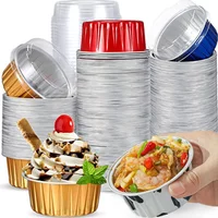 10Pcs Aluminum Foil Tin Cups Reusable Aluminum Foil Tin Pudding Cup Cake Mold Wedding Cupcake Wrapper Kitchen Baking Accessories
