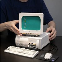 Creative Retro Desktop Computer Simulation MOC Building Block Classic 90S PC Assemble Model Brick Toy Collection For Gifts