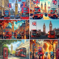 London Street View Theme Party Decor Backdrop Red Bus Big Ben Autumn Britain Street View Room Party Banner Photography Backdrop