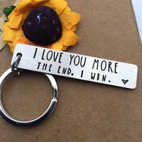 I Love You More.The END I Win Stainless Steel Key Chain Lettering Keychain Key Ring