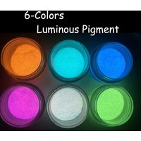 6-Colors Luminous Fluorescent Powder Glow In the Dark Mica Powder Neon Phosphor Powder Nail Glitter Powder &*&
