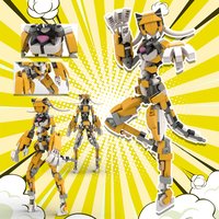 New Creative Tiger Girl Robot Model Building Kit,Tiger Girl Fighter Mecha Assembly Movable Joint Brick DIY Design Toy Model