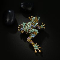 Rhinestone Cute Frog Metal Brooch Coloured Rhinestone Color Mixed Animal Breast Pin Sweater Accessories Jewelry