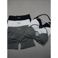 AliExpress DFDK Women's Seamless Activewear Set, DFDK 2PCS Lace Up Yoga Bra, High Waist Short Leggings, Gym Cycling Running Wear