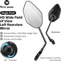 WEST BIKING Bicycle Rearview Mirror Anti-Shake HD Wide-angle 360° Rotatable Convex Mirror Universal for 21.8mm Bicycle Handlebar