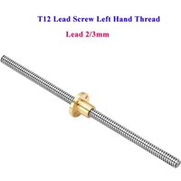 T12-Leitspindel, Linksgewinde, 12 mm Steigung, 2/3 mm Länge, 100 mm bis 1000 mm, mit Flansch, Messingmutter, CNC-3D-Drucker, Edelstahl