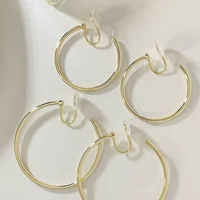 New Design 30-50mm Simple Exaggerated Rotatable Big Hoop Mosquito Coil Clip Earrings for Women Without Ear Piercing Jewelry Gift