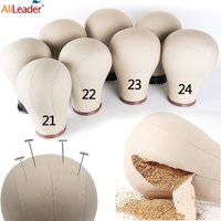 Hot Selling Cork Wig Canvas Block Head 21-24"Wig Making Tools Cork Canvas Head with Stand T-Pins High Quality Durable Wig Head